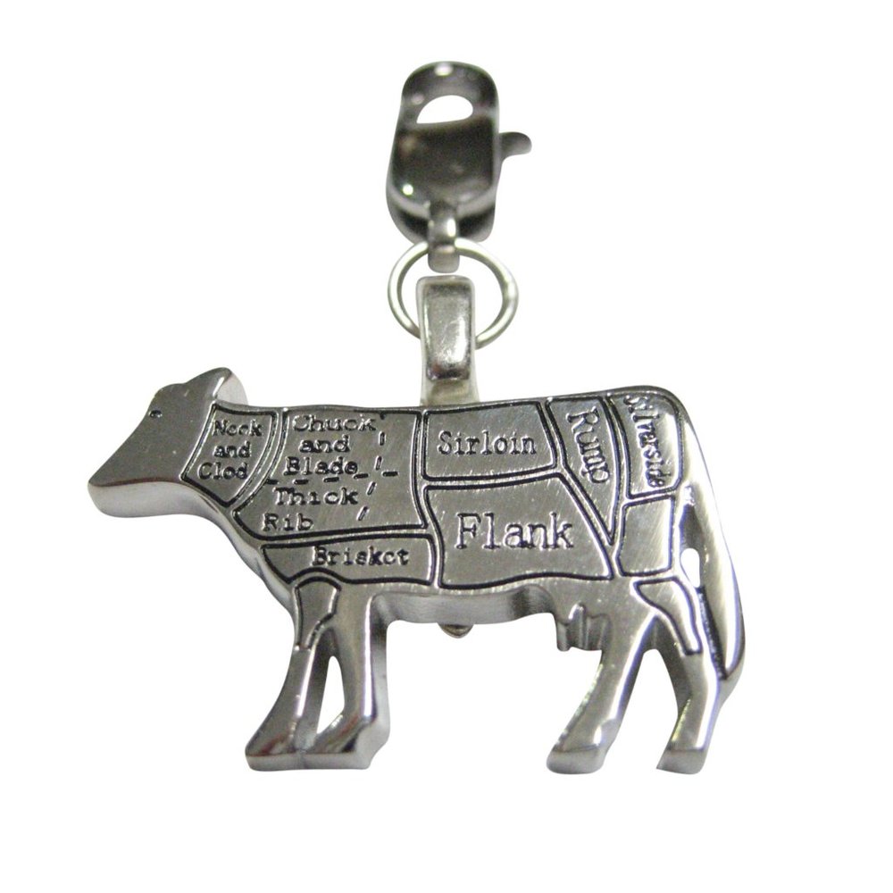 Beef Butchers Cut Pendant Zipper Pull Charm
